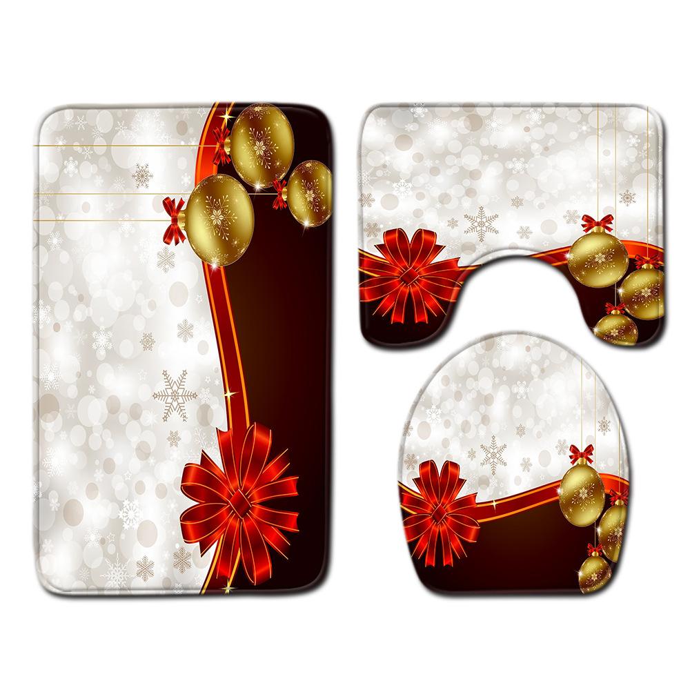 Christmas Bathroom Floor Mat Toilet Three-Piece Set