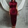 Women's  New Temperament Tongle Dress Long Dress Split Folds Dress