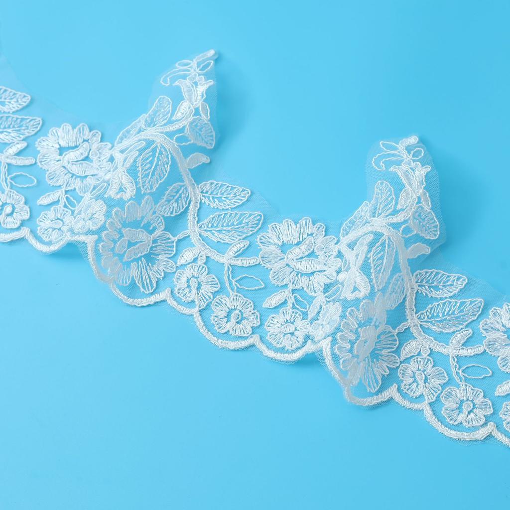 Car Bone Embroidery Beige Wedding Dress Lace, Veil Headband Children'S Clothing Skirt, Performance Clothes, Accessories Lace 15Cm