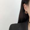 Flocking Maillard leopard print round stud earrings retro temperament niche earrings earrings