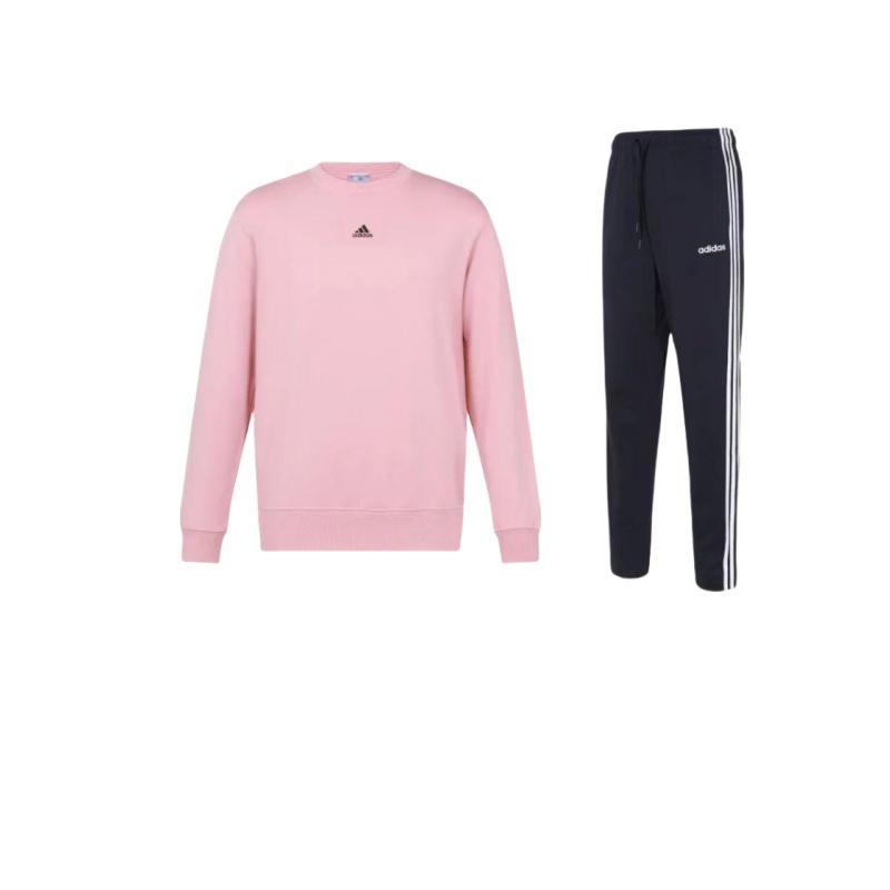 

Adidas Однотонный простой логотип с принтом, свободный круглый вырез, длинный рукав, прямые брюки на шнурке, повседневный спортивный комплект DU0457+-HE4349 S