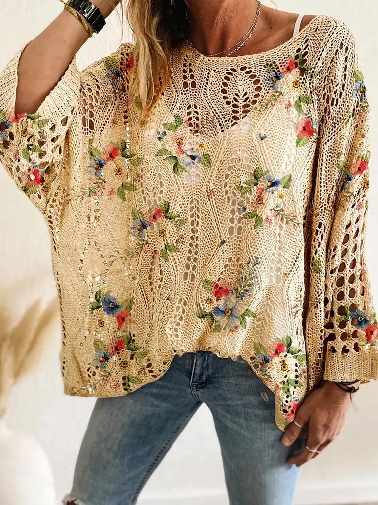 Hollow Out 3D Print Long Sleeve Christmas Sweater