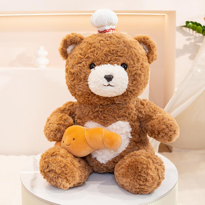 Cute Scarf Bread Bear Teddy Bear Doll Plush Toy Love Bear Hug Bear Doll Children's Rag Doll