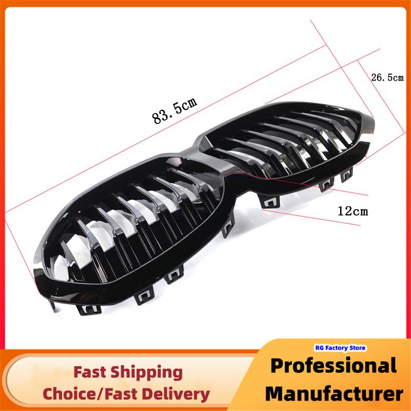 Gloss Black Front Bumper Kidney Racing Grille For BMW F40 1-Series 2019-2023 Single Slat Sport Grill Cover
