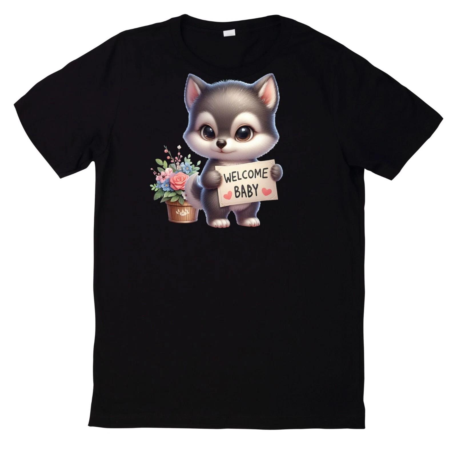 T-Shirt Willkommen Baby Lustiges Motiv Babyparty Baumwolle M