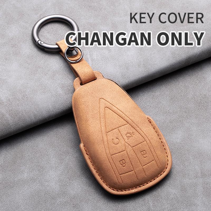 Leather Car Key Case Cover Fob For Changan CS35PLUS CS35 Plus CS55 PLUS CS75 PLUS Eado UNI-T UNI K Oushang X5 X7 EV 2019-2025