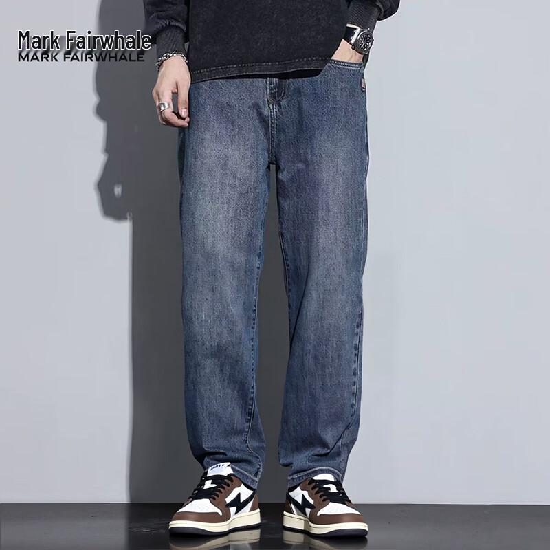 Mark Fairwhale Men's Classic Retro Washed Loose Straight Leg Jeans