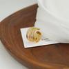 18K Gold Plated Wide Hollow Threaded Open Ring - Stylish & Personalized European/American Design