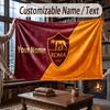 Custom Name Flannel Throw Blanket AS Roma FC Pattern Warm Home Decoration
