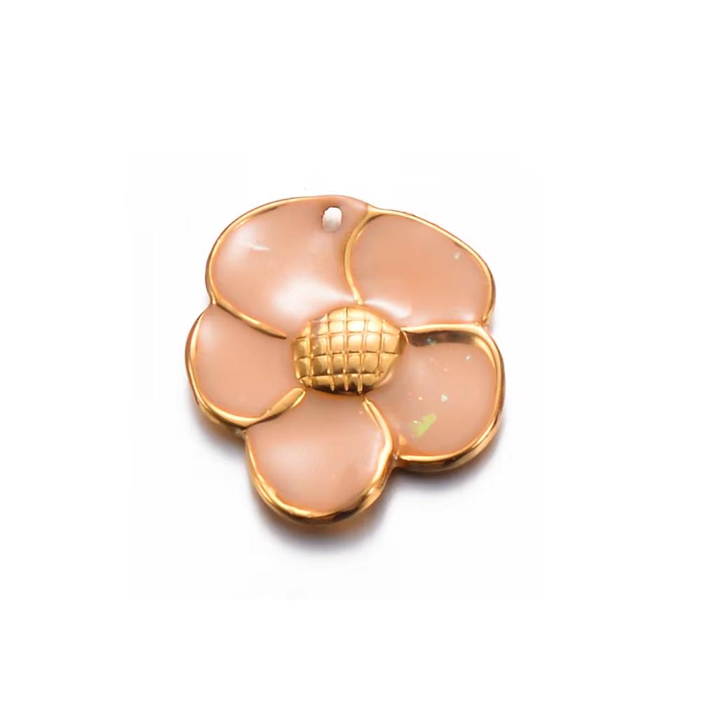 Wholesale 5pcs/lot Enamel Flower Charms Stainless Steel Colorful Pendant For DIY Necklaces Earrings Jewelry Making Accessories
