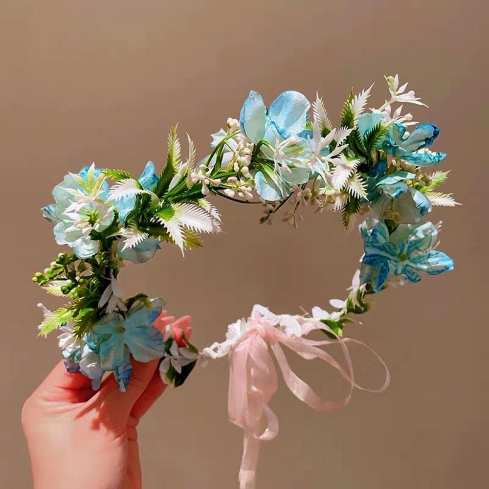 Colorful Women Wedding Floral Headband Diameter 18cm Fashion Bohemia Flower Crown Hair Accessories Multistyles