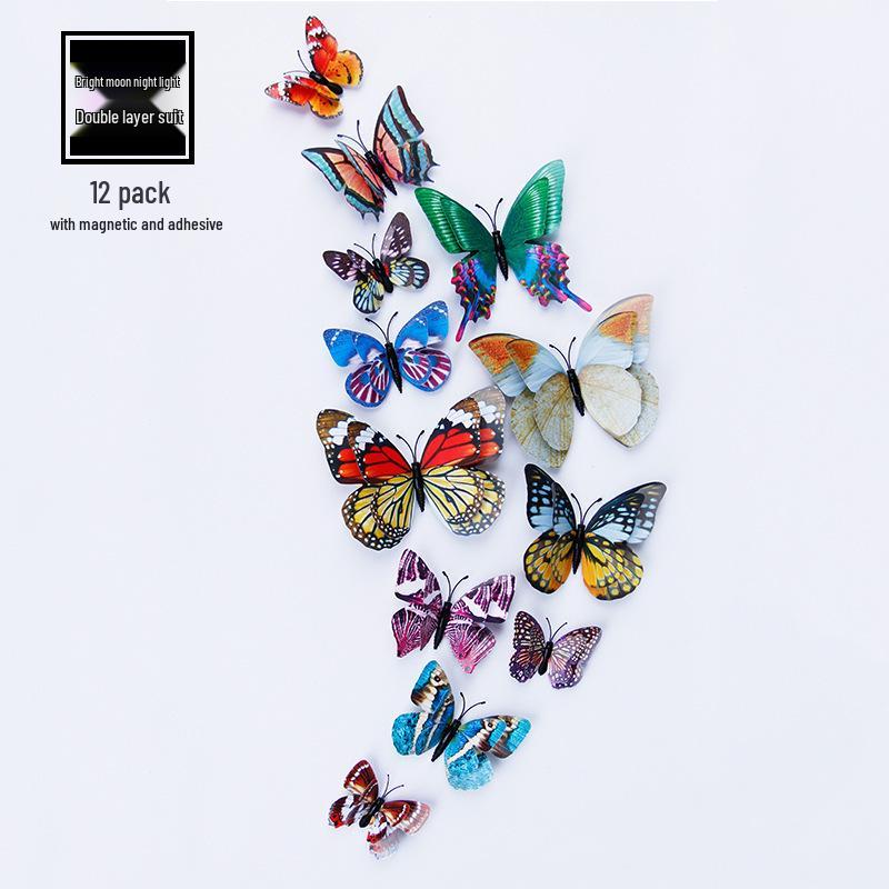 

3D Luminous Double-Layer Magnetic Butterfly Wall Stickers for Indoor Decoration