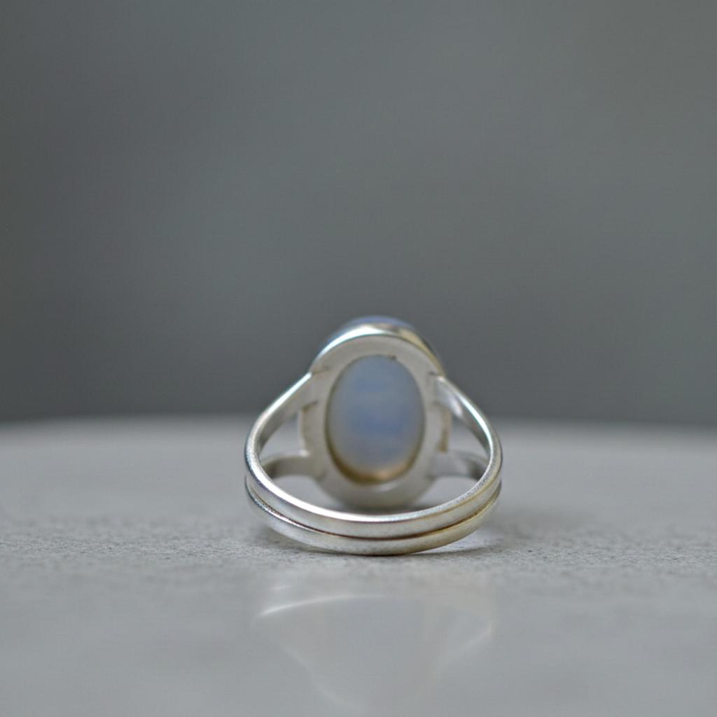 Minimalist Rainbow Moonstone Statement Ring, 925 Solid Sterling Silver Jewelry, Handmade Bohemian Ring