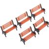 5PCS Model Park Bench 1:30 Mini Garden Ornament Miniature Park Bench Craft DIY Figurines Landscape Bench Model Garden Decor