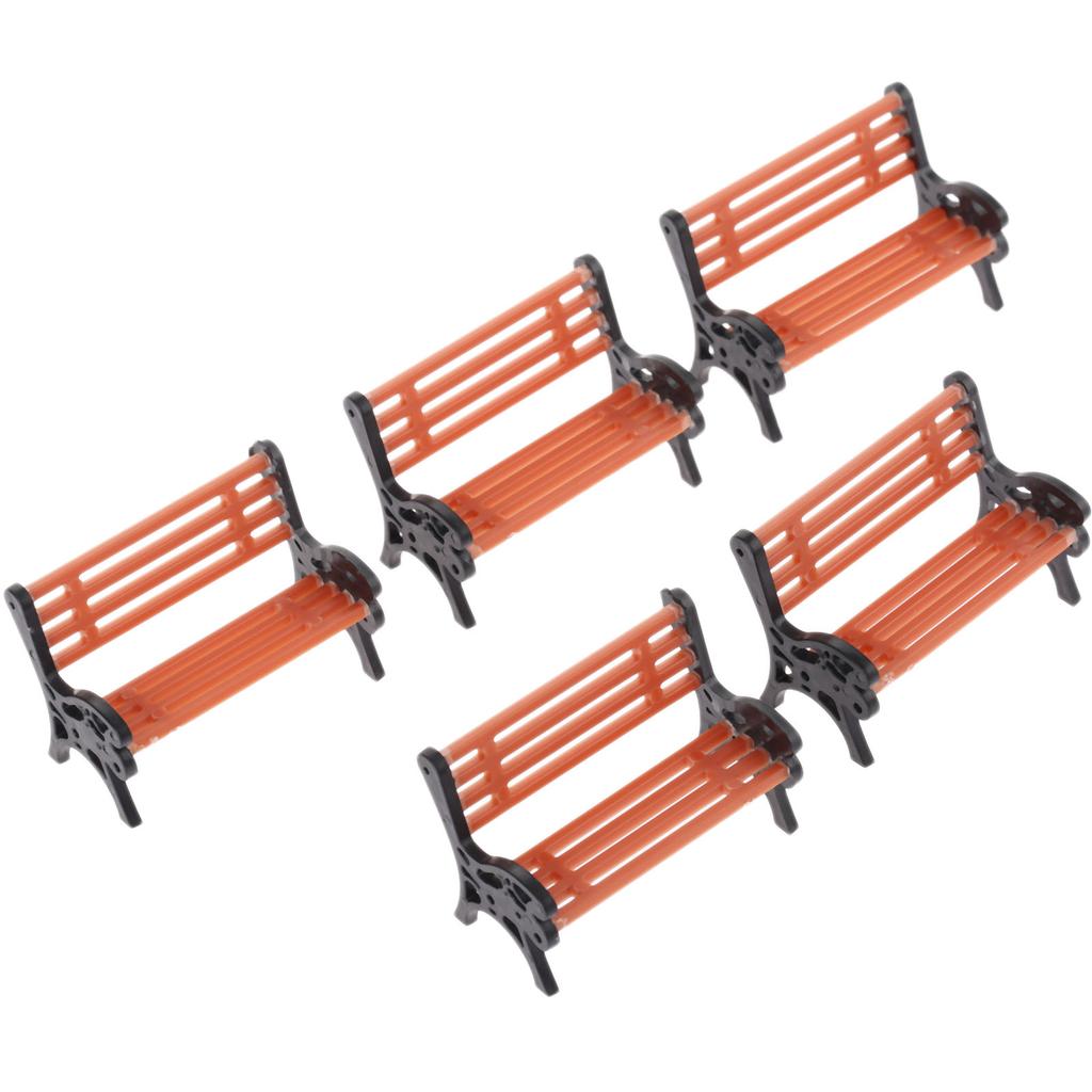 5PCS Model Park Bench 1:30 Mini Garden Ornament Miniature Park Bench Craft DIY Figurines Landscape Bench Model Garden Decor