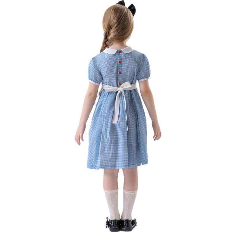 Cosplay Children's Drama Stage Performance Costumes Halloween Costumes European Pastoral Farm Costumes Checkered Girl Dress