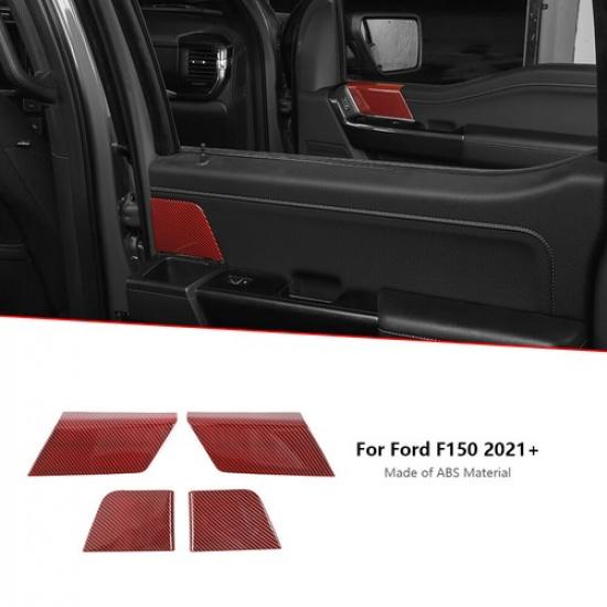 

Red Carbon Front & Rear Door Panel Decor Trim Cover Bezels For Ford F150 +