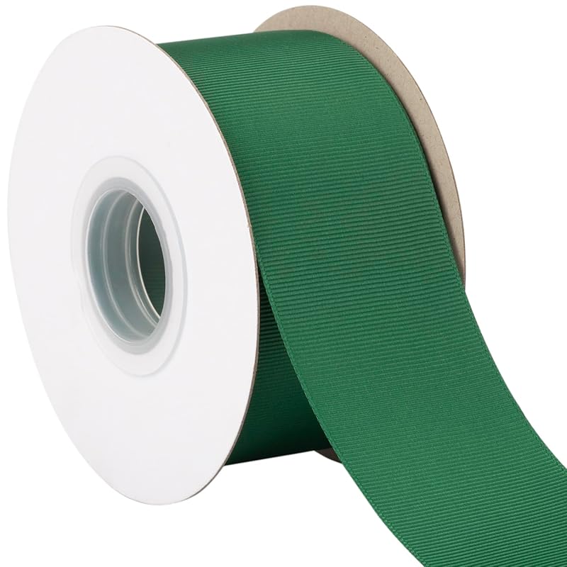 [Tekdeere]Width 50mm Solid Forest Green Grosgrain Ribbon, Perfect for Gift Wrapping, Sewing, Hair Accessories, Wedding Decorations - 22 Meters/roll
