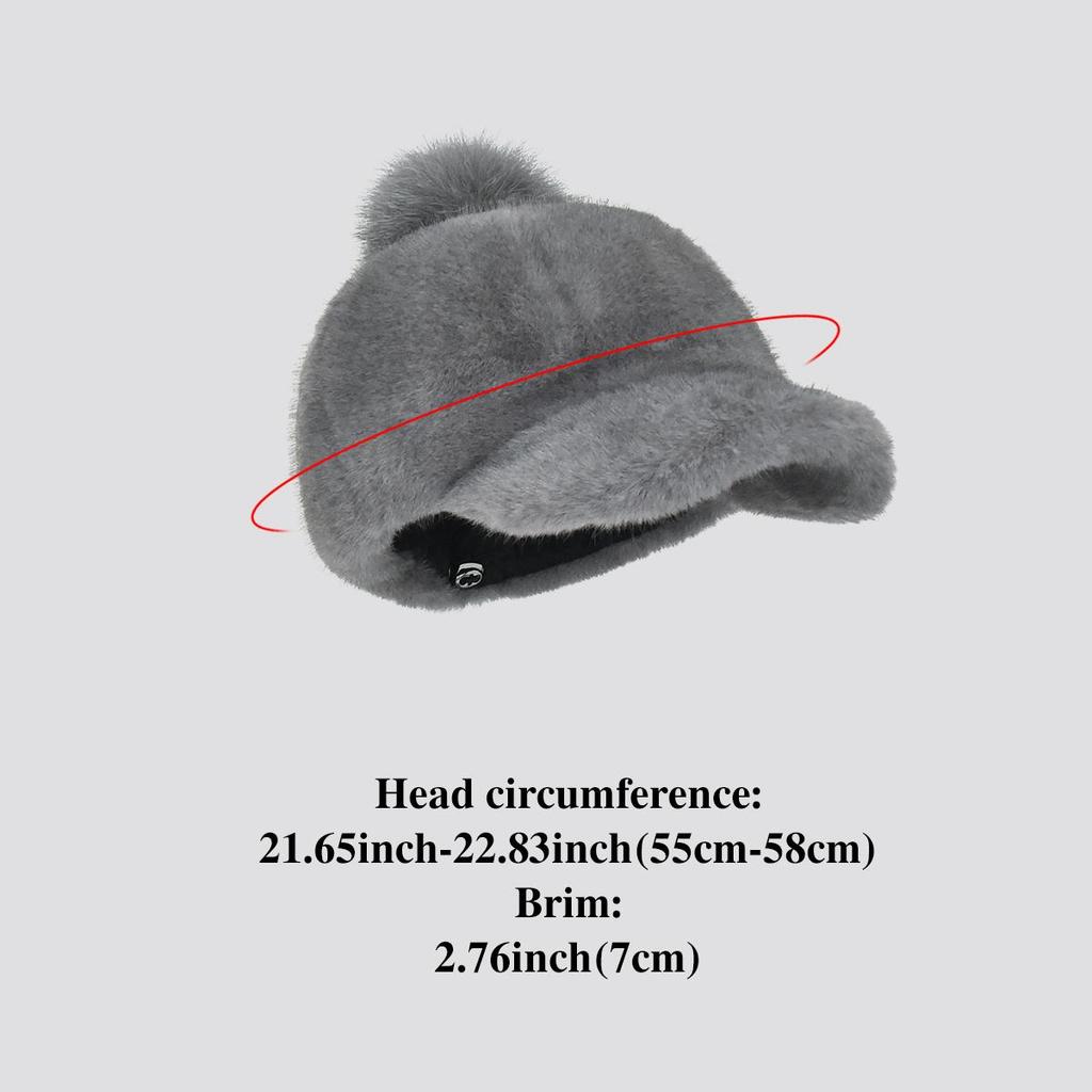 Imitation mink environmentally friendly duck tongue hat with adjustable female winter fur ball hat