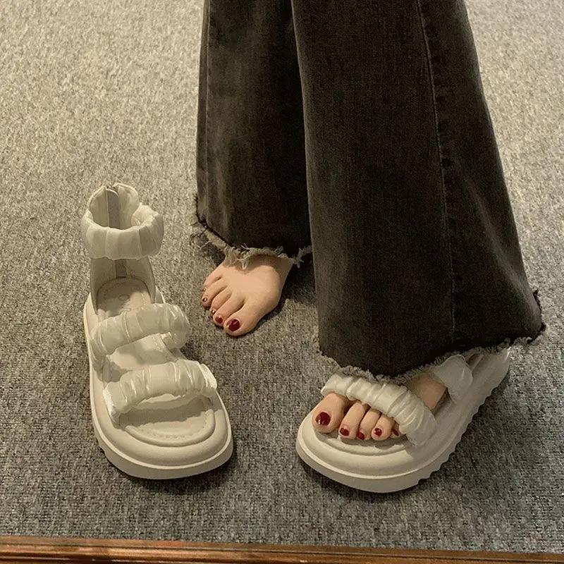 Fashion Wedge With Platform Waterproof Roman Style Woman Shoes Asian Size Luxury Summer 2025 Trend Comfort Korea Sale Sandals for Women