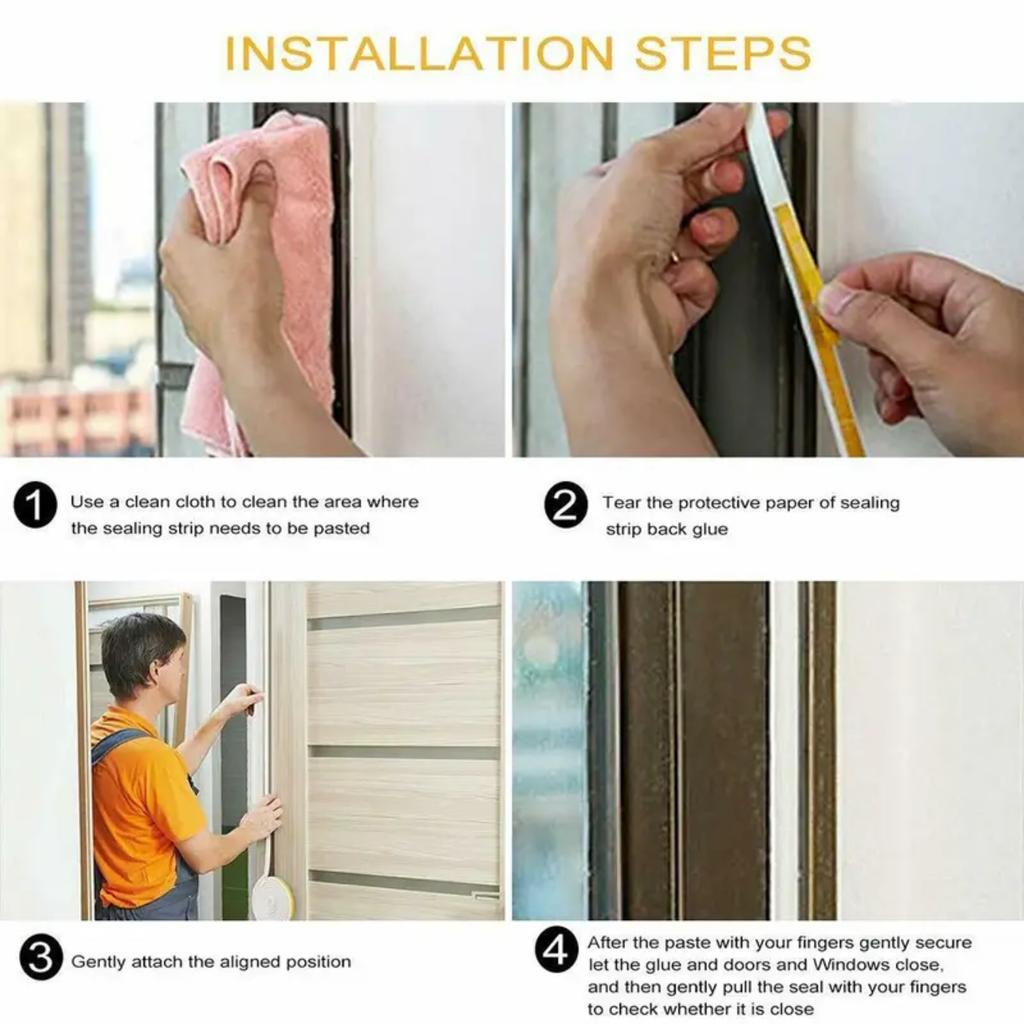 1 Roll Indoor Weather Stripping Self Adhesive Foam Window Seal Strip For Doors And Windows Weatherstrip Gap Blocker