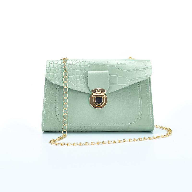Stone Pattern Women's Bag New Lock Double Chain Small Square Bag Mobile Phone Bag Women's Bag One Piece