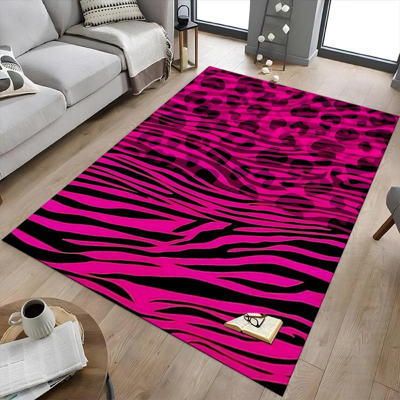 1PC Leopard Print Zebra Stripes Extra Large Non-Slip Floor Carpet, Office, Family, Bedroom, Studio - Large Area Rug Indoor Rugs, Vibrant Colors-W278