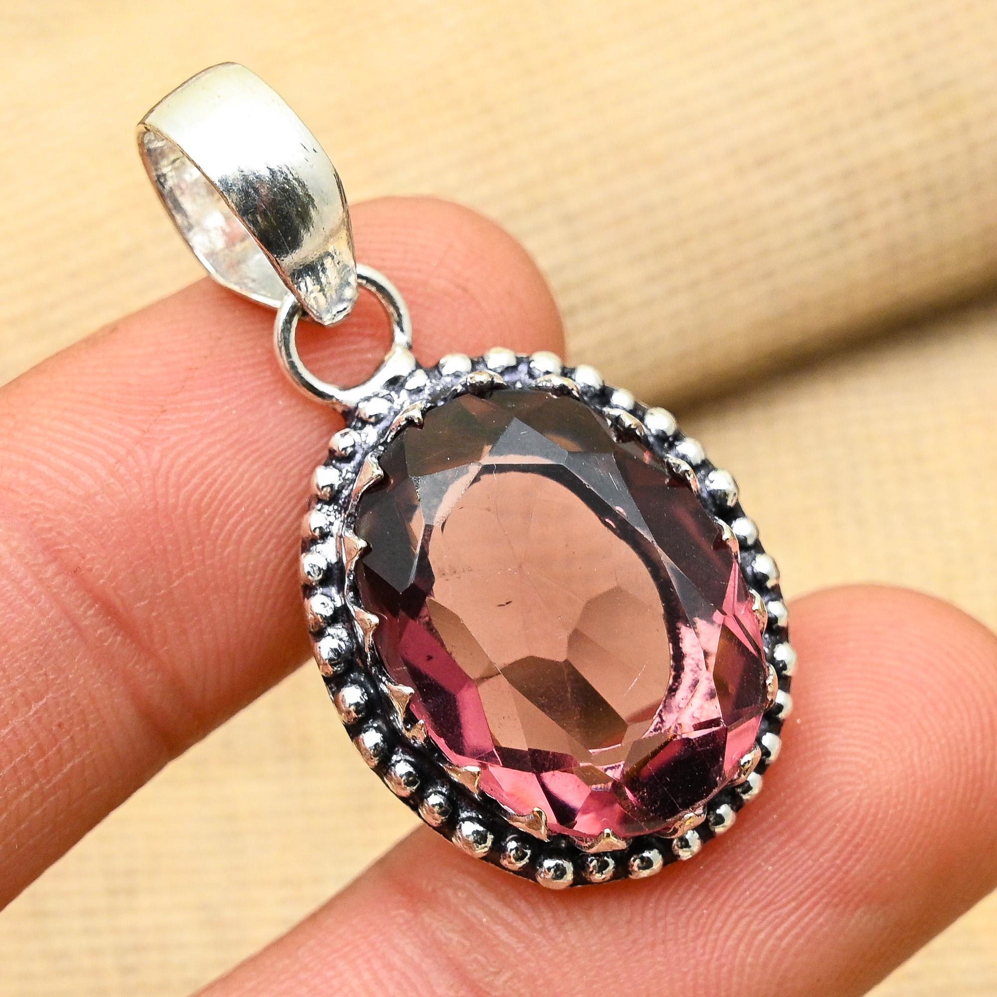

Невероятный розовый турмалин, драгоценный камень ручной работы, ювелирные изделия из стерлингового серебра 925 пробы, удивительный кулон для нее