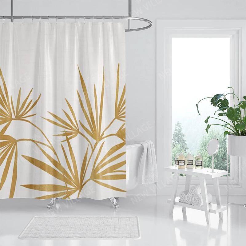 Nordic wind Abstract Art shower curtain waterproof polyester fabric bath curtain Morandi color block curtains for bathroom decor
