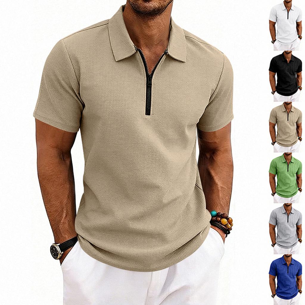 New Arrival: Men's Summer Casual Minimalist Commuter Waffle-Weave Short-Sleeved Golf Polo Shirt