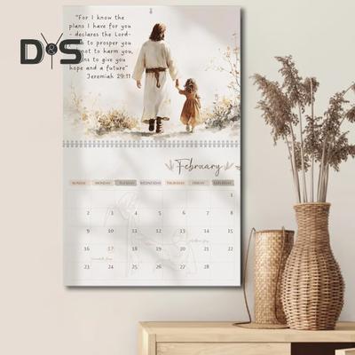 2025 Jesus Wall Calendar Religious Artwork Wall Calendar Bible Verses Hanging Monthly Calendar for Christ Lovers