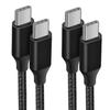 Lot of 2 USB-C To USB-C Fast 3A Cable for Xiaomi 15 14 12-12T Pro 13 Ultra 11i 11T Lite Mi 11 Pro - Reinforced Nylon 1M Black