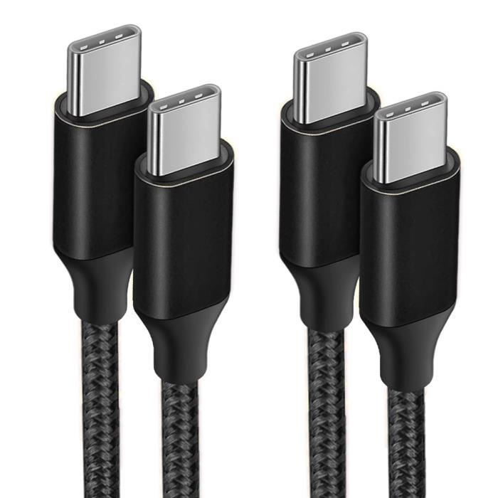 Lot of 2 USB-C To USB-C Fast 3A Cable for Xiaomi 15 14 12-12T Pro 13 Ultra 11i 11T Lite Mi 11 Pro - Reinforced Nylon 1M Black