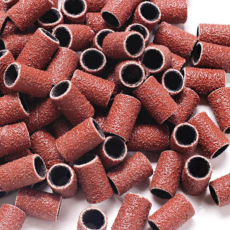 75/210Pcs/Box Sanding Cap Bands For Electric Manicure Machine 180/120/80 Grit Nail Drill Grinding Bit Files Pedicure Tool Set
