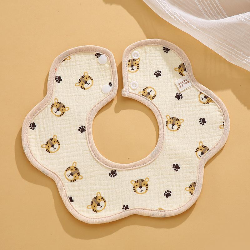 Class A Newborn Baby Saliva Towel Crepe Waterproof Petal Bib Autumn Winter Children Eating Cartoon Cotton Bib