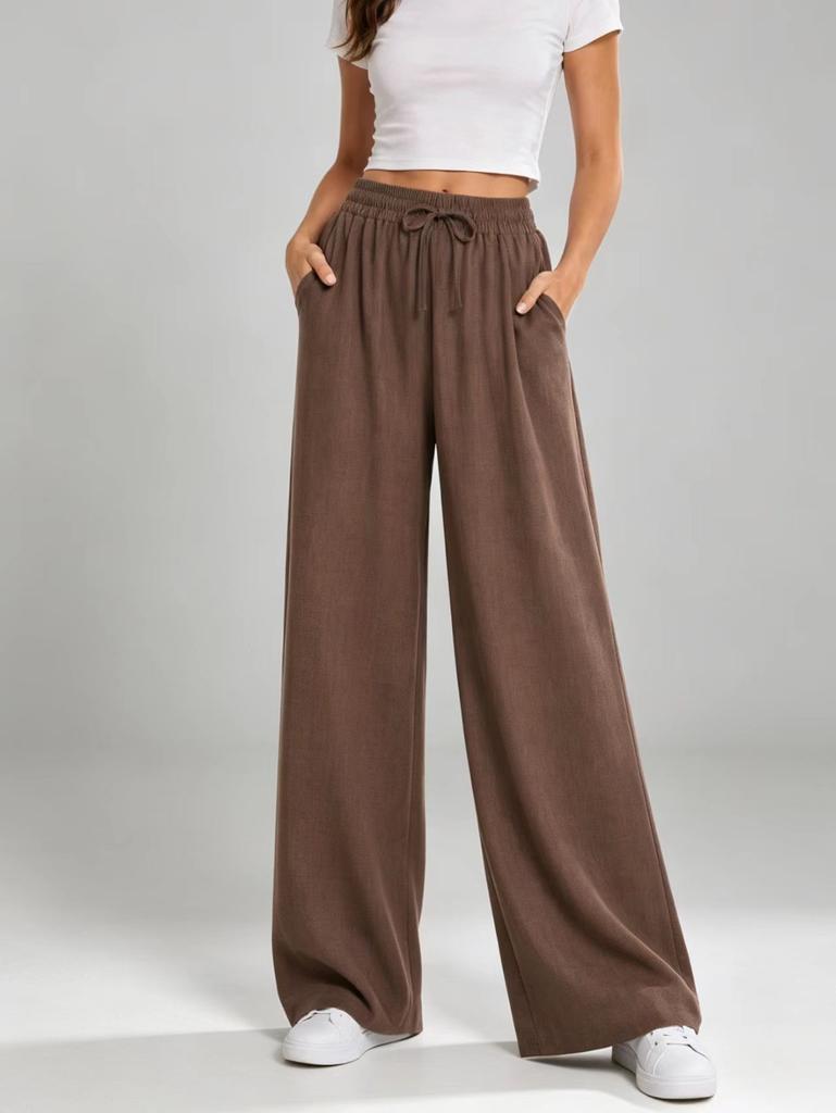 Women S Wide Leg Loose Casual Solid Straight Leg Pants