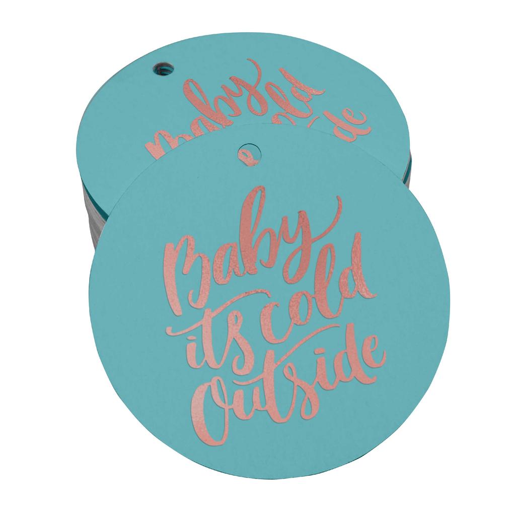 Inkdotpot Real Gold Foil Baby It's Cold Outside Baby Shower Tags Favor Hang Paper Tags 100