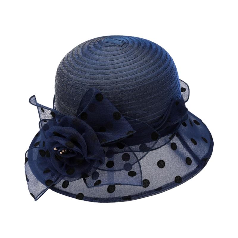 Summer Fisherman Hat For Elder Outdoor Bucket Hat With Yarn Dot Flower Decors