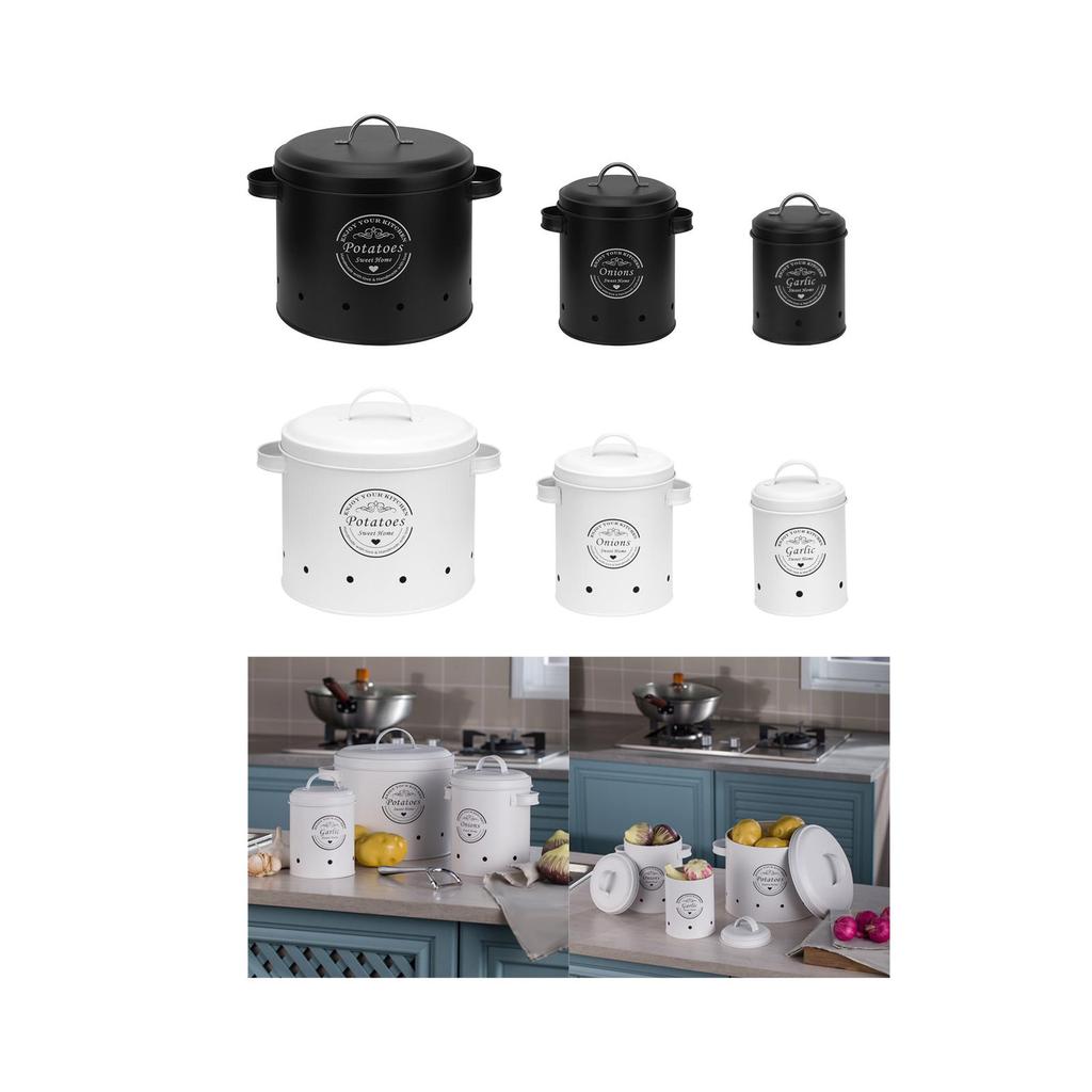 Food Storage Container Fresh Vegetable Keeper Potato Storage Tin Canisters for