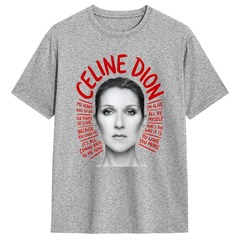 Celine Dion Classic Song Pattern Tshirt for Unisex and Women Pure Cotton Casual Tshirt for Music Fans Street Wear Top