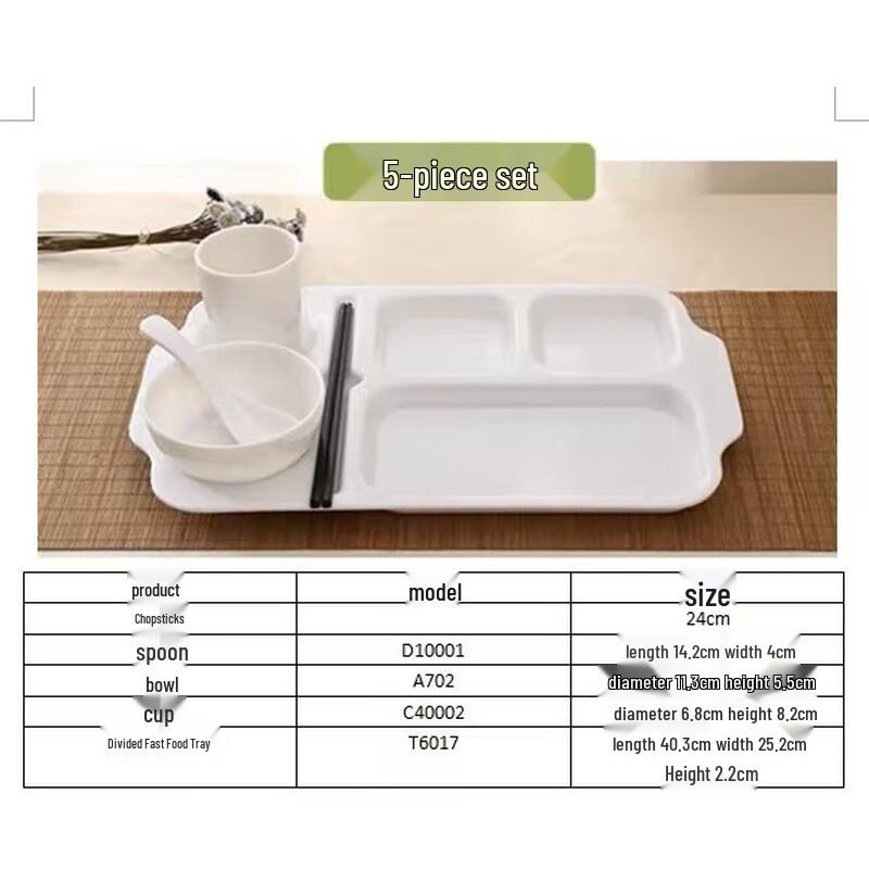 Chushan Hai A5 Melamine Rectangular 5-Compartment Plate Set