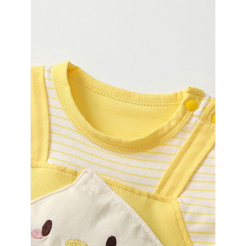 2025 New Style Girls' Pure Cotton Short-Sleeve Romper Newborn Baby Summer Thin One-Piece Crawling Suit Infant Duckling Summer Outfit