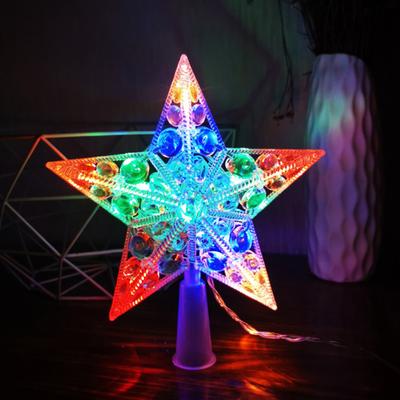 Weihnachtsbaumspitze im nordischen Stil, Stern mit LED-Licht, batteriebetrieben, Kunstkristallperlen, Baumkronen-Feenlampe, Party-Dekoration