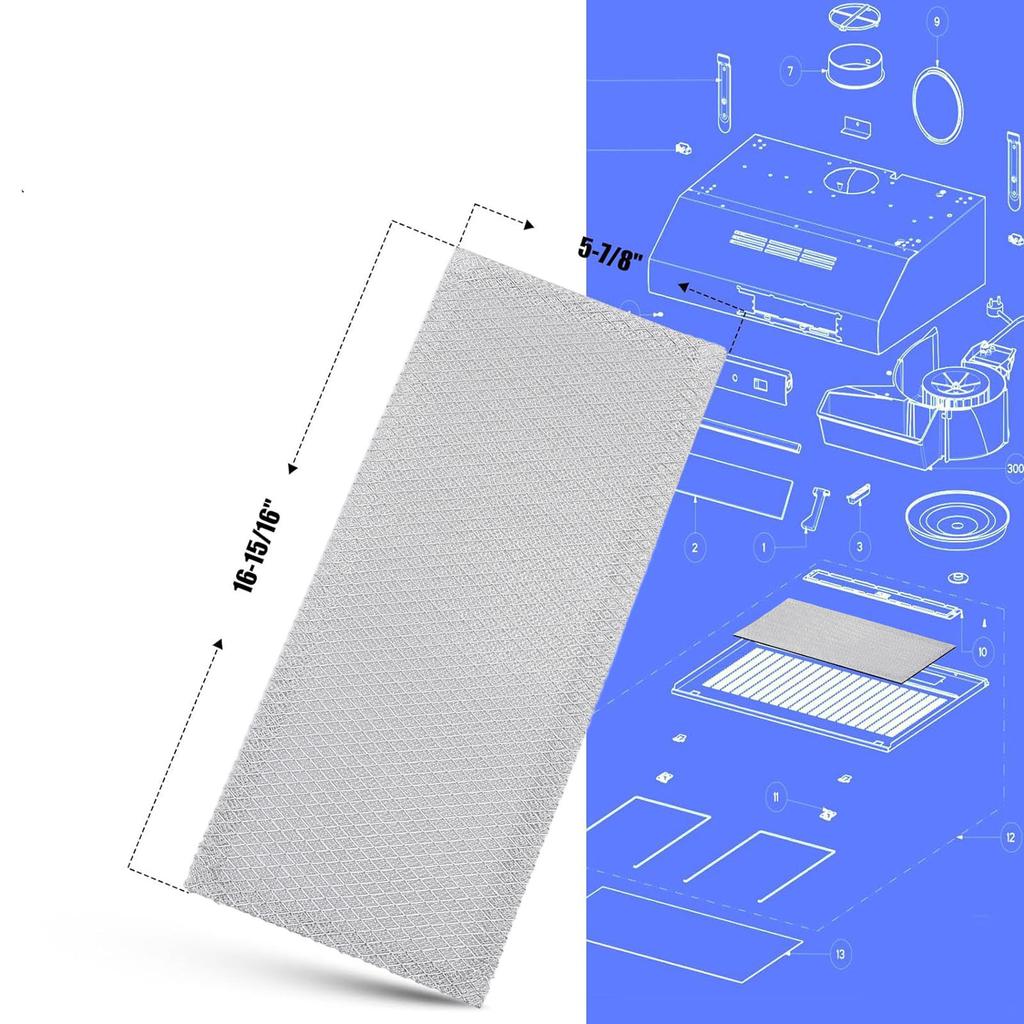 S99010370 Range Hood Filter Aluminum Range Hood Grease Filter Replacement for B080879229 B08087661 2002603 AP5331393
