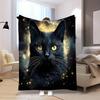 Cartoon black cat-themed pattern Flannel printed blanket suitable for all seasons suitable for living room office sofa travel