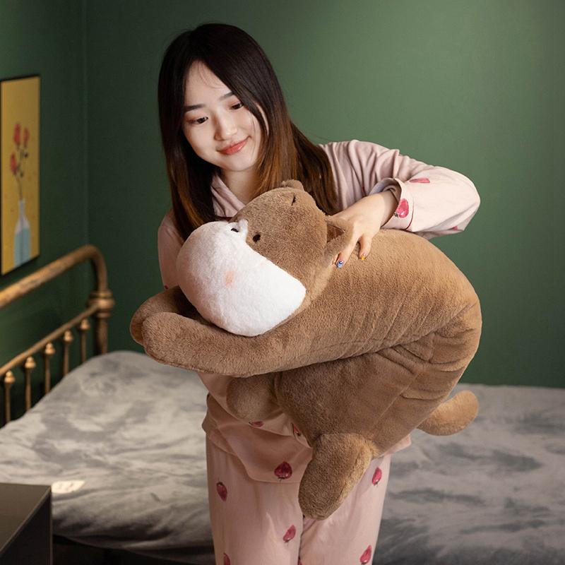 Kawaii Giant Animal Long Pillow Lying Bunny Big Mouthed Cat Cartoon Stuffed Cute Pug Doll Baby Sleep Cushion Pillow  Xmas Gifts