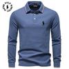 Polo Ralph Lauren 2025 Podzimní Nové Výšivky Pánské Polo tričko s dlouhým rukávem, Jednobarevný Pánský top s klopou, Všestranné Polo tričko pro muže