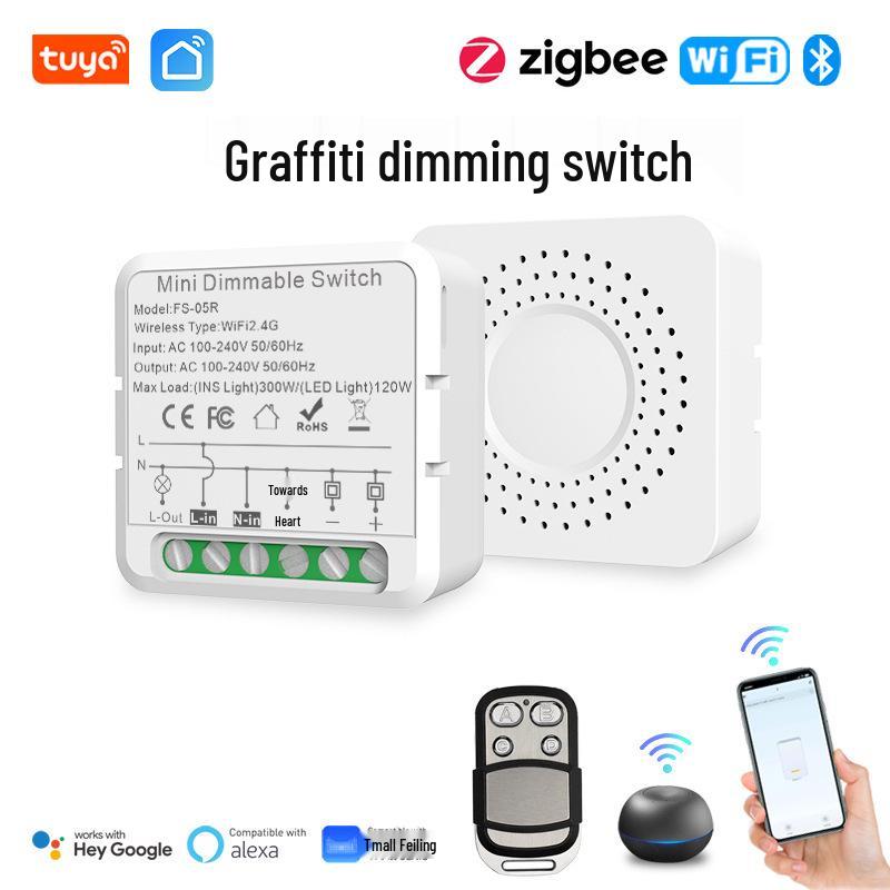 

Graffiti Smart Zigbee WiFi Junction Box Switch: 433MHz, Metering, Voice Control, App Dimming & Color Changing WiFi Dimmer Junction Box