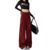 Women's Retro High-Waist Red Wide-Leg Jeans - Slimming, Versatile & Trendy