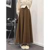Tall Girl Extra Long Elastic Waist A-line Wool Midi Skirt – Autumn/Winter High Waist Slimming Skirt